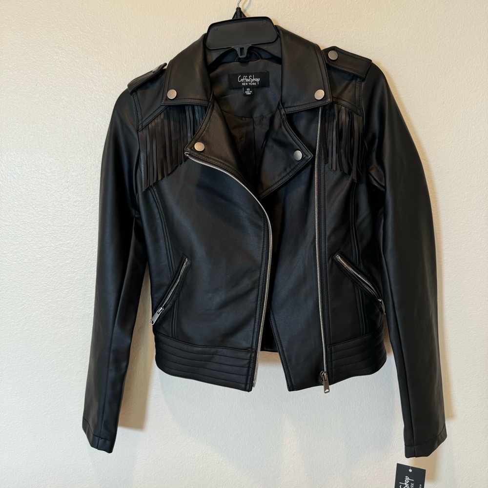 Black Faux Leather Moto Jacket